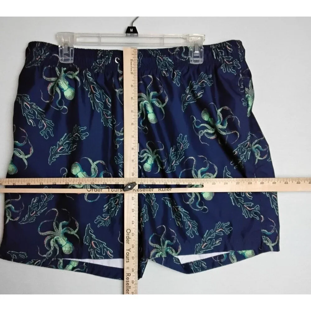 Lands End Men’s Swim Trunks Suit  Size Large With Octopus Drawstring Pockets